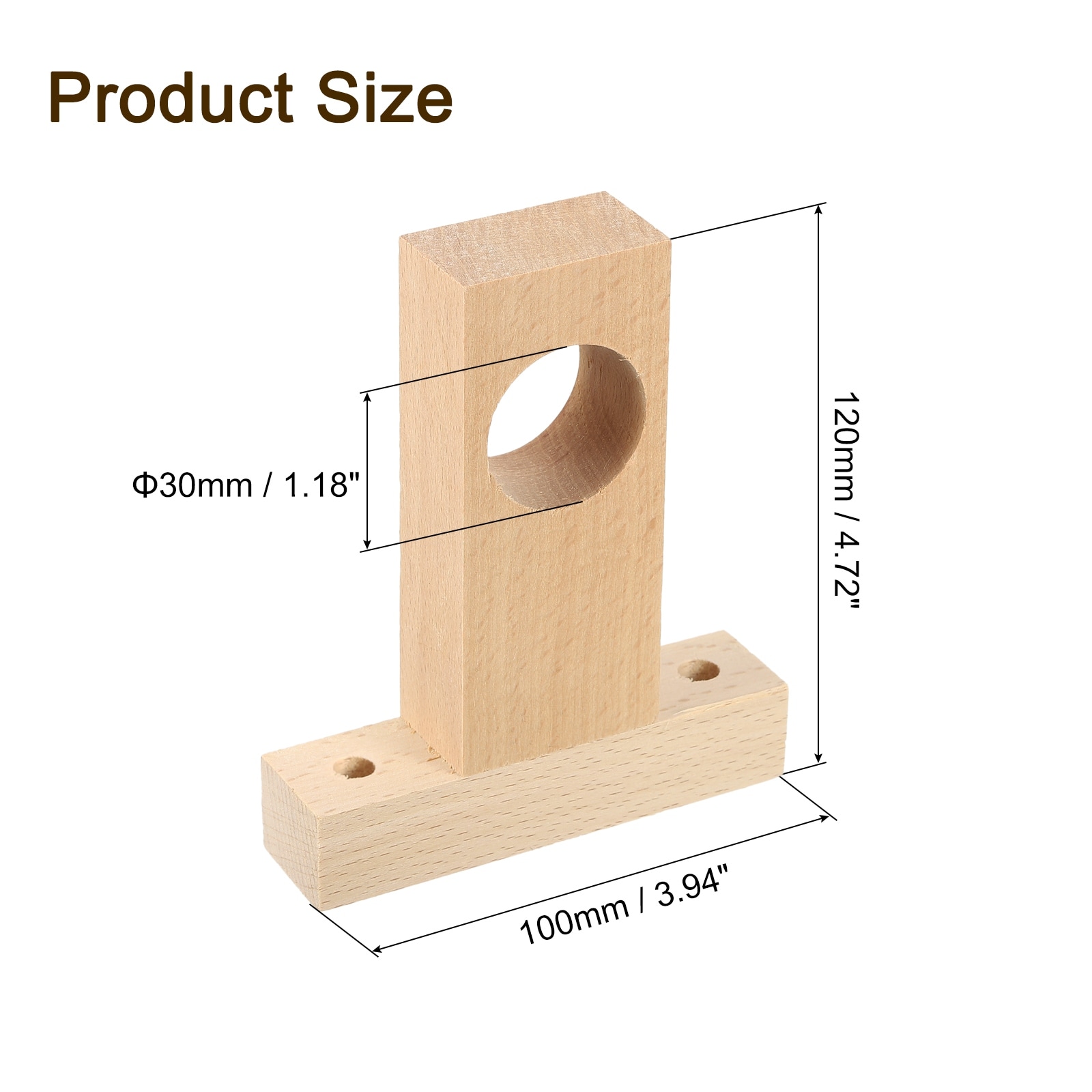 Wood Rod Holders, Closet End Support Bracket Wardrobe Drapery Rod Holder with Screws for Closet Pole - Wood Color