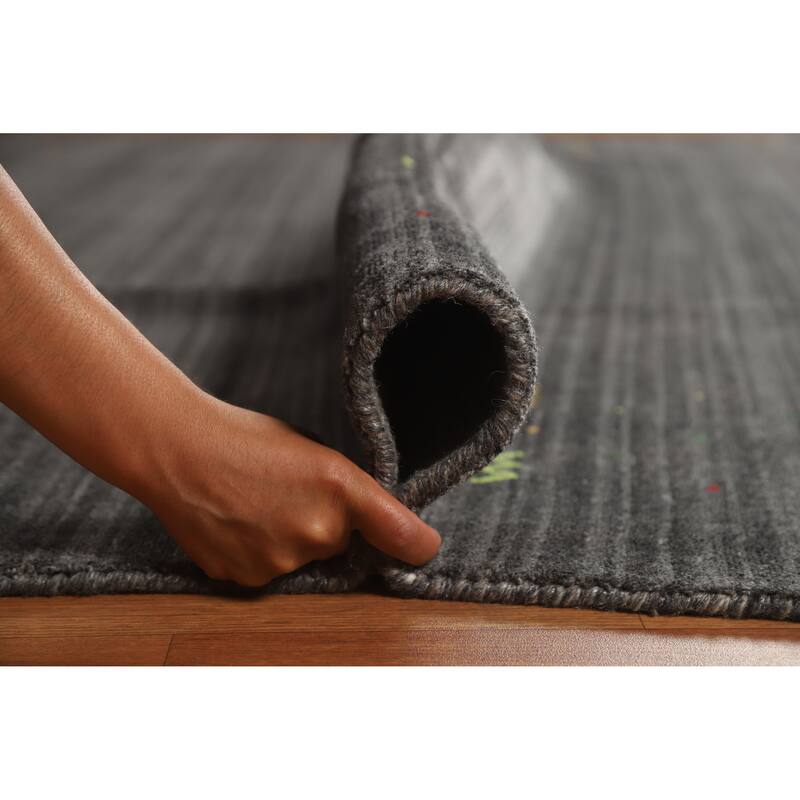 Hand Knotted Oriental 100% Wool Carpet Tribal Tribal Greys & Charcoal Gabbeh Area Rug - 10' 0'' X 8' 0''