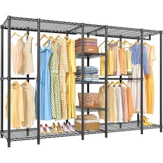 Wire Robe Rack Heavy Duty Wire Garment Rack, Portable Wardrobe, 89.8x15.7x76.4 inches ...