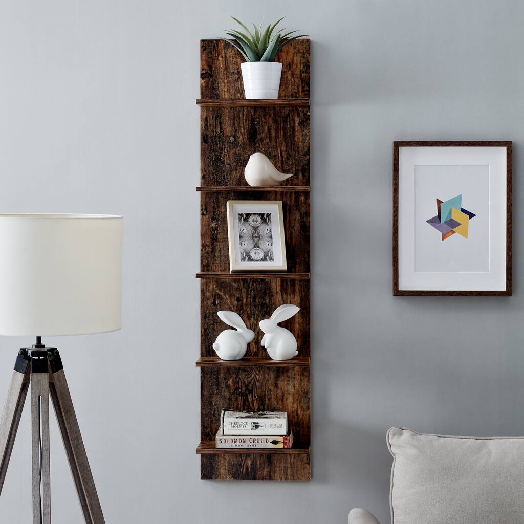 Danya B. Pine Grain Finish Wide Column Wall Shelf