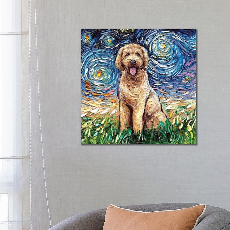 iCanvas "Goldendoodle Night" by Aja Trier Canvas Print - 26x26x1.5