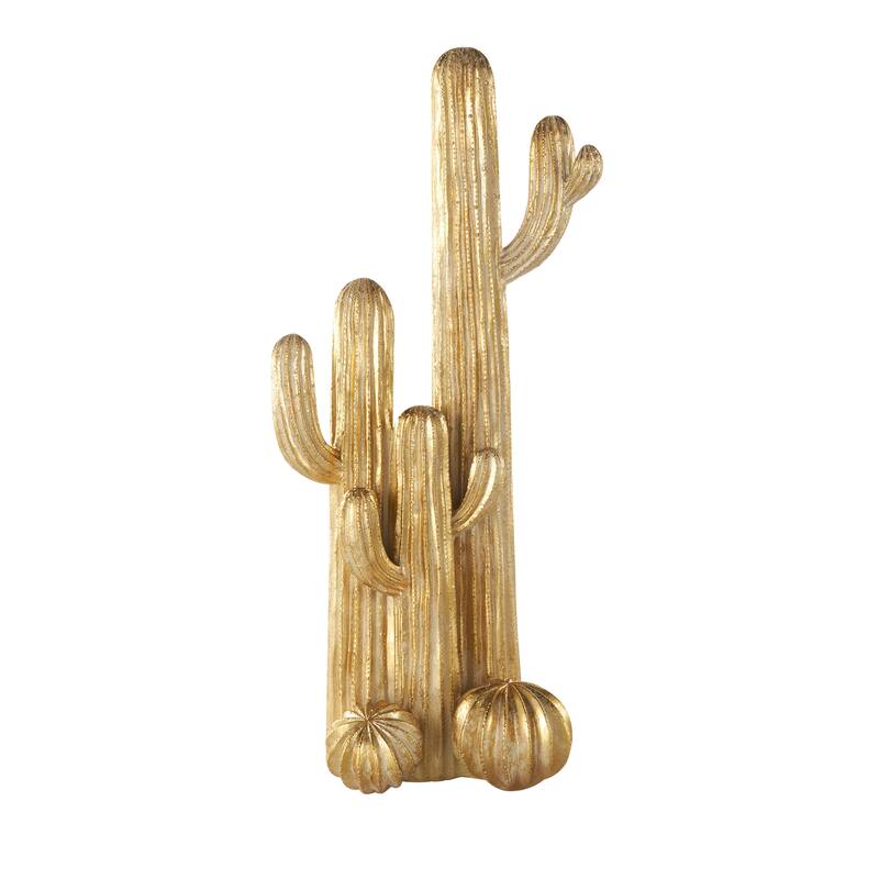 Gold Resin Layered Cactus Decorative Sculpture