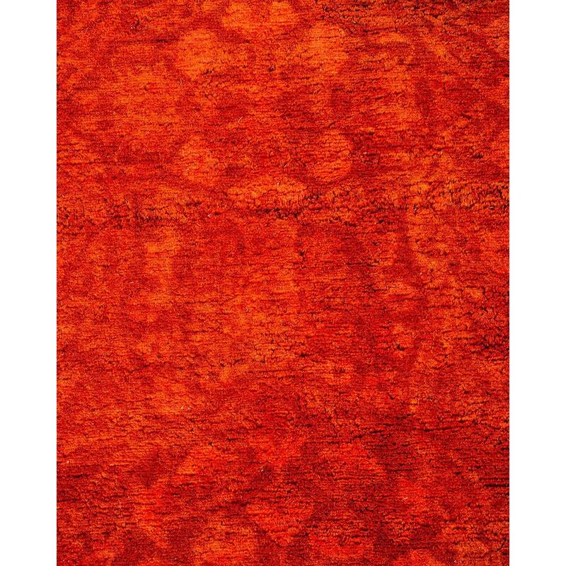 Overton Hand Knotted Wool Vintage Inspired Modern Contemporary Overdyed Orange Area Rug - 3' 1" x 13' 0"