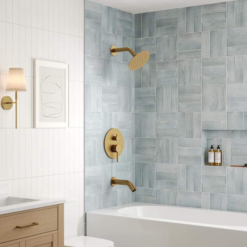 6" Dual-Function Tub and Shower Faucet Set, Modern Tub And Shower Trim Kit Valve Included