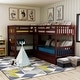 preview thumbnail 2 of 13, Jis Modern Twin over Twin Solid Wood L-shaped Bunk Bed by Furniture of America Dark Walnut