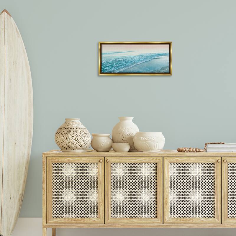 Stupell Luminous Sunset over Beach Framed Floater Canvas Wall Art Design By Mary Lou Johnson