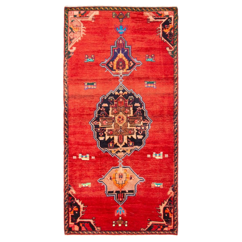 ECARPETGALLERY Hand-knotted Melis Vintage Light Red Wool Rug - 3'7 x 7'5