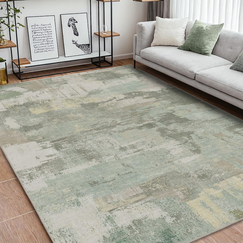 Mcow Modern Abstract Machine Washable Low Pile Area Rugs - 8'X10'