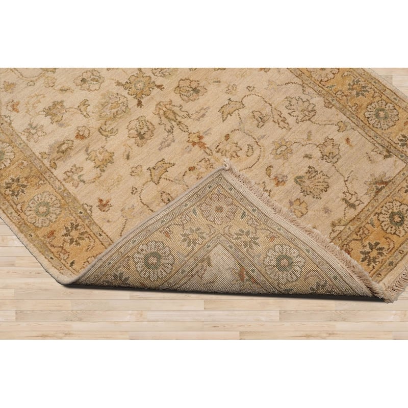 Hand Knotted Agra Beige Tan 100% Wool Traditional Oriental Area Rug - 3' x 5' 1''