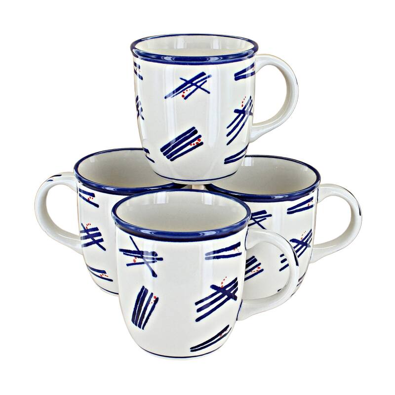 Blue Rose Polish Pottery 1800 Zaklady 4PC Mug Set - Zoe