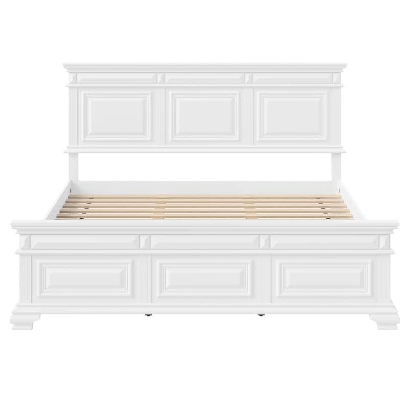 Classic Solid Wood Panel Bed Frame