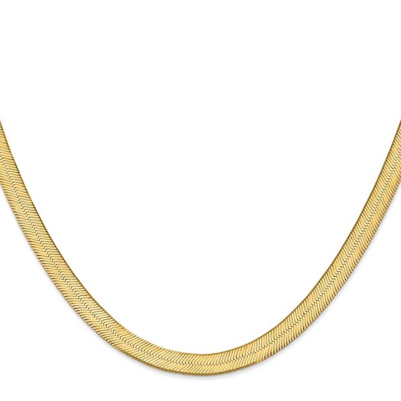 Curata 14k Yellow Gold Solid Polished 6.5mm Silky Herringbone Chain Bracelet Lobster Claw
