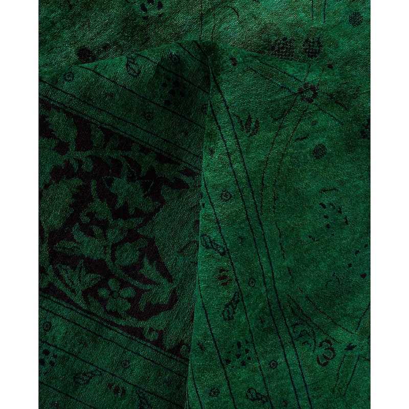 Overdyed One-of-a-Kind Hand-Knotted Area Rug - Green - 9' 1" x 17' 6"