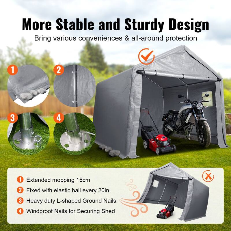 Heavy Duty Outdoor Storage Shelter Portable Garage Tent with Windows