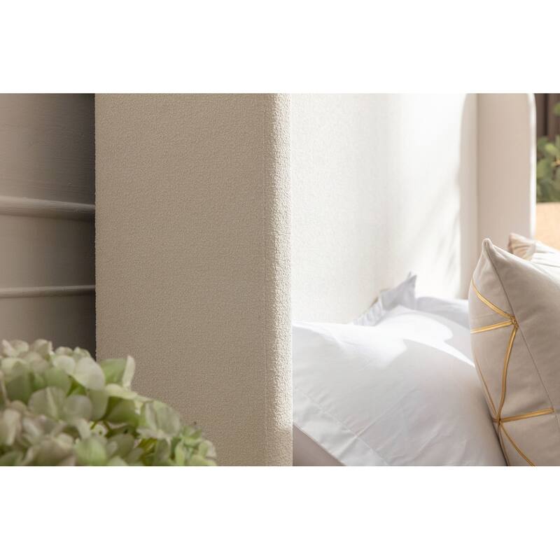 Elegant Upholstered Bed with Wingbacks and No Box Spring for Relaxing