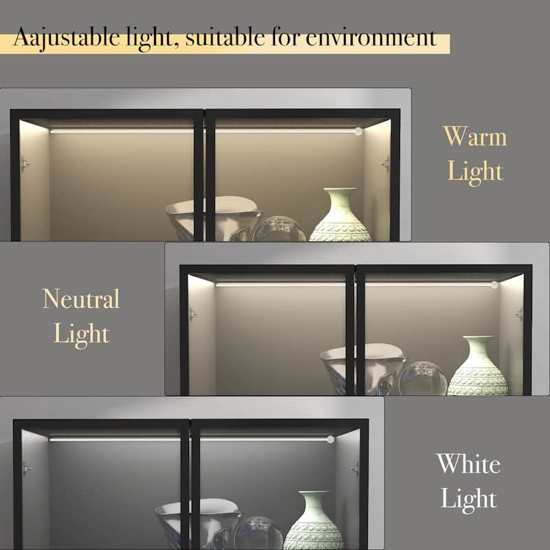 79"Hx31.5"W Lighted Display Cabinet with Glass Doors Bookcase