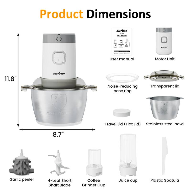 Multifunctional Meat Grinder, Blender and Food Processor Combo