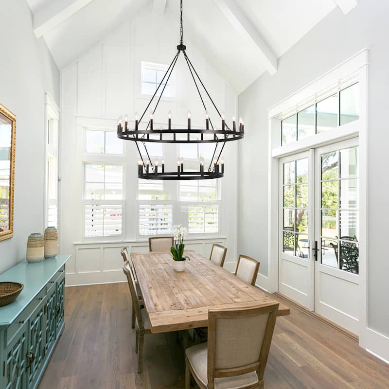 Rustic Wagon Wheel Chandelier 2 Tier 36-Light Extra Large Farmhouse Light Fixture