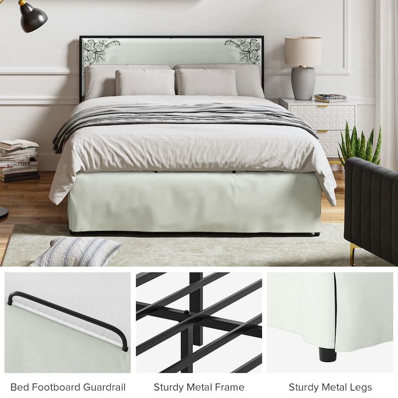 Oliver Modern Washable Slipcover Bed Upholstered Metal by HULALA HOME