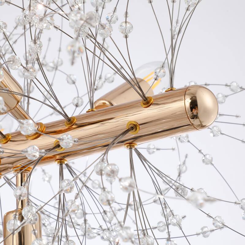 Gold Sparkle LED Linear Chandelier Pendant Light Crystal Lamp Creative Lighting