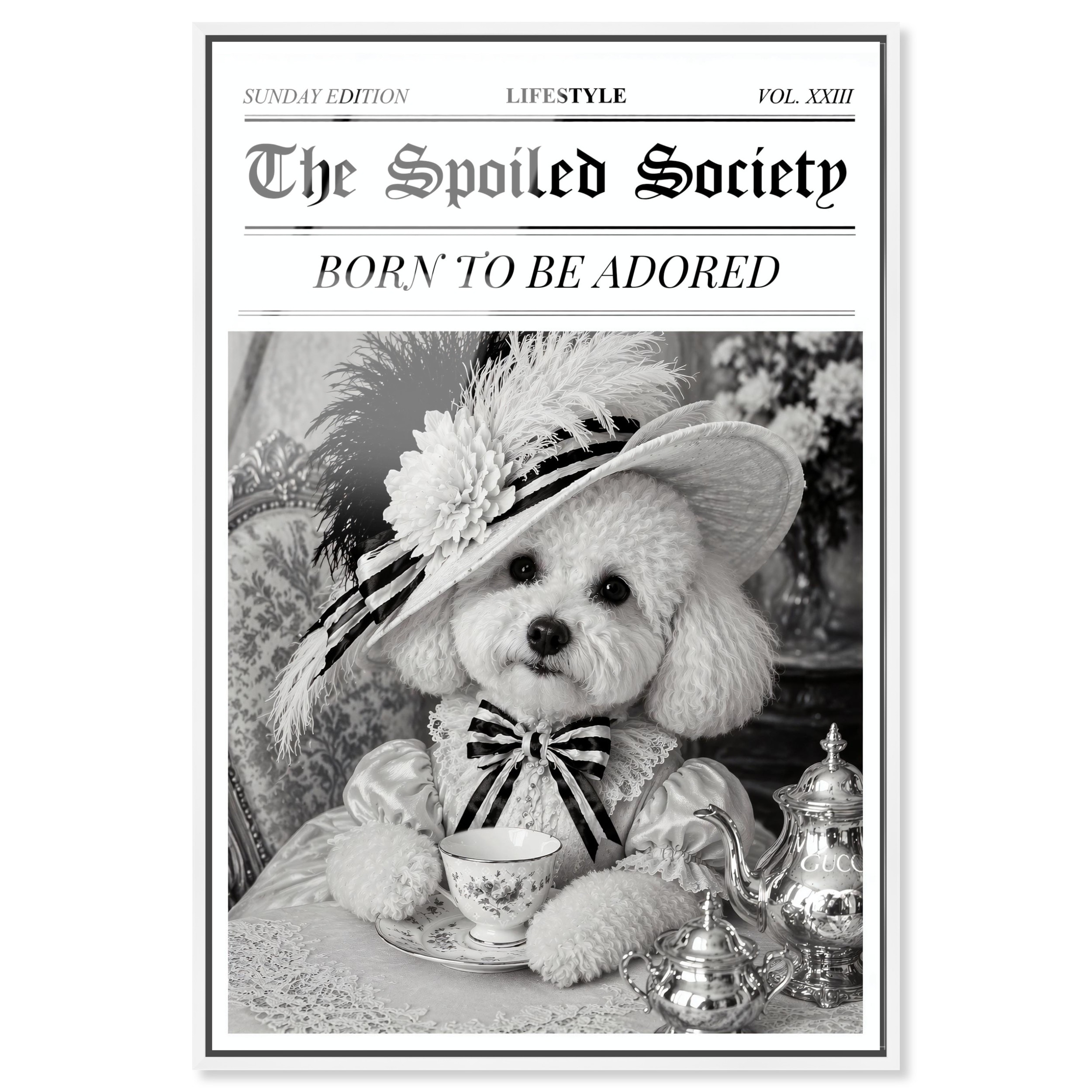 Born to be Adored Newspaper Dog Cute Pet Decor Acrylic by Art Remedy