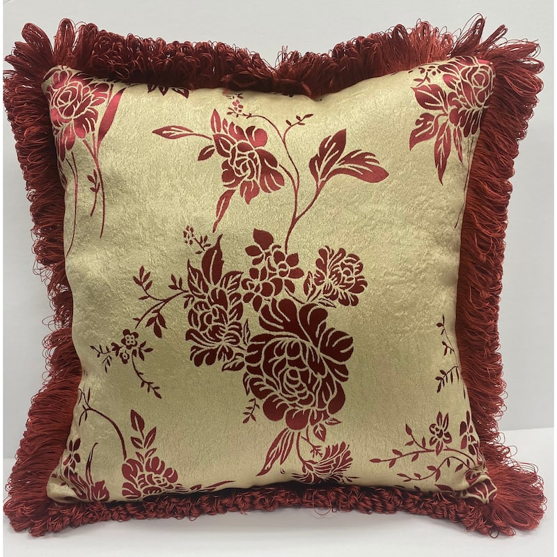 Regency yellow brushed jacquard floral square pillow - 18x18