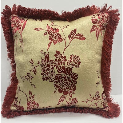 Regency yellow brushed jacquard floral square pillow