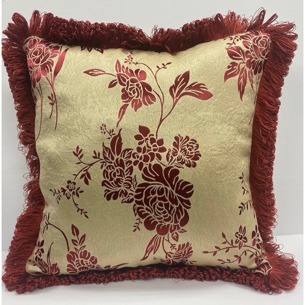 Regency yellow brushed jacquard floral square pillow