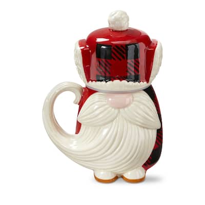 Lars Gnome Lidded Mug 20oz Ceramic Drinkware for Christmas Multicolor Hand Wash Only 7.92in H x 5.85in L x 4.7in W