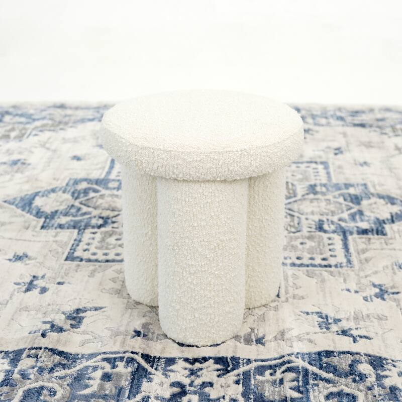 Sora Japandi Style Elegant Ivory Boucle Stool