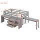 preview thumbnail 7 of 7, Gray Twin Size Wooden Loft Bed with Movable Desk and Small desk, 2 Drawers, Full-Length Guardrail