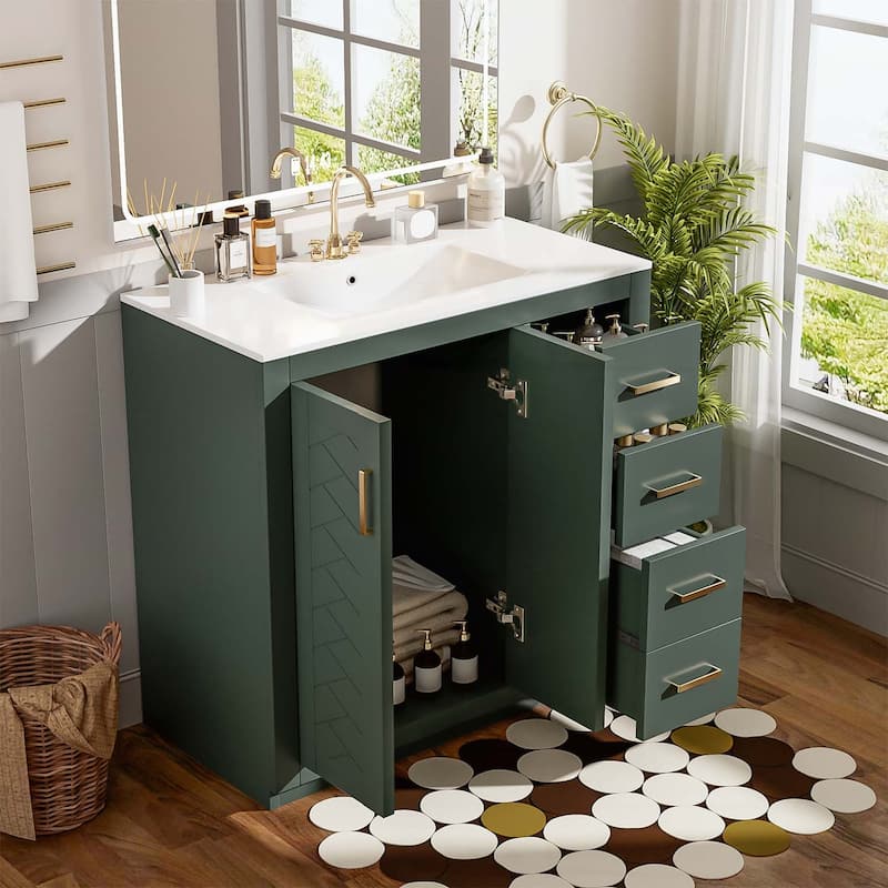 36'' Bathroom Vanity with Ceramic Sink Combo