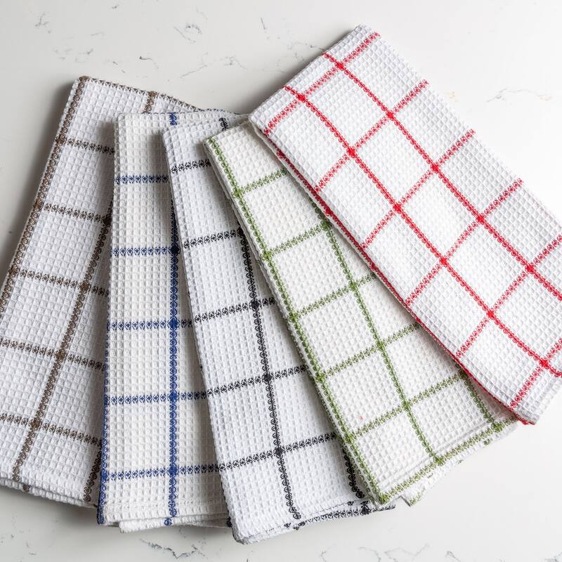 Fabstyles Solo Waffle Cotton Kitchen Towel Set of 4 - 18x28