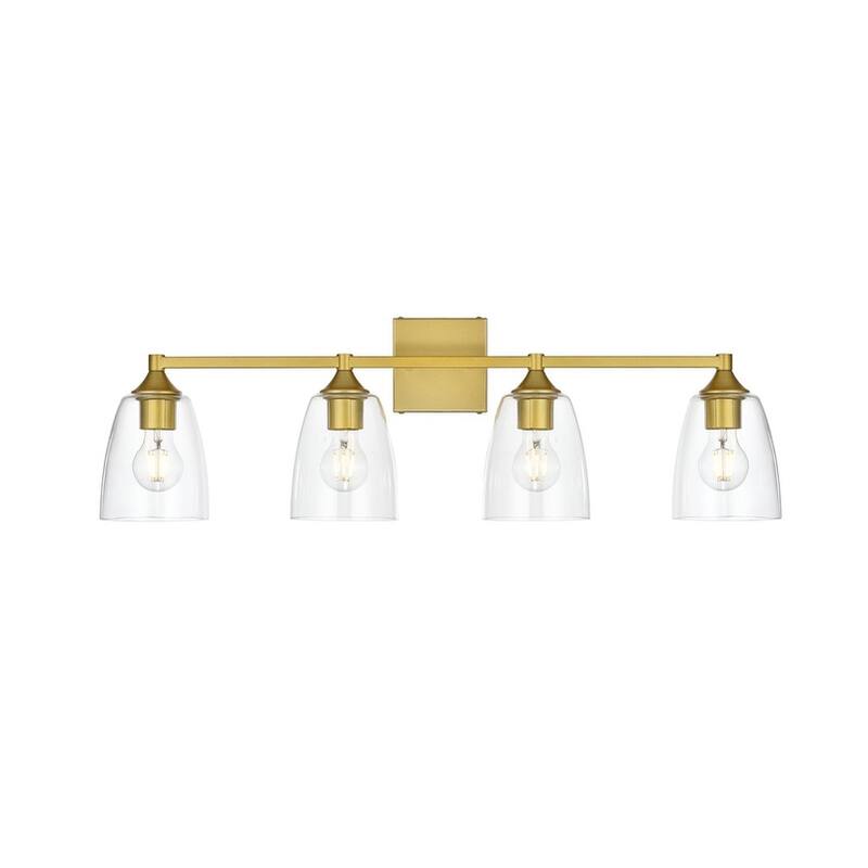 Gina 1 Light Black and Clear Bath Sconce - Brass - 32
