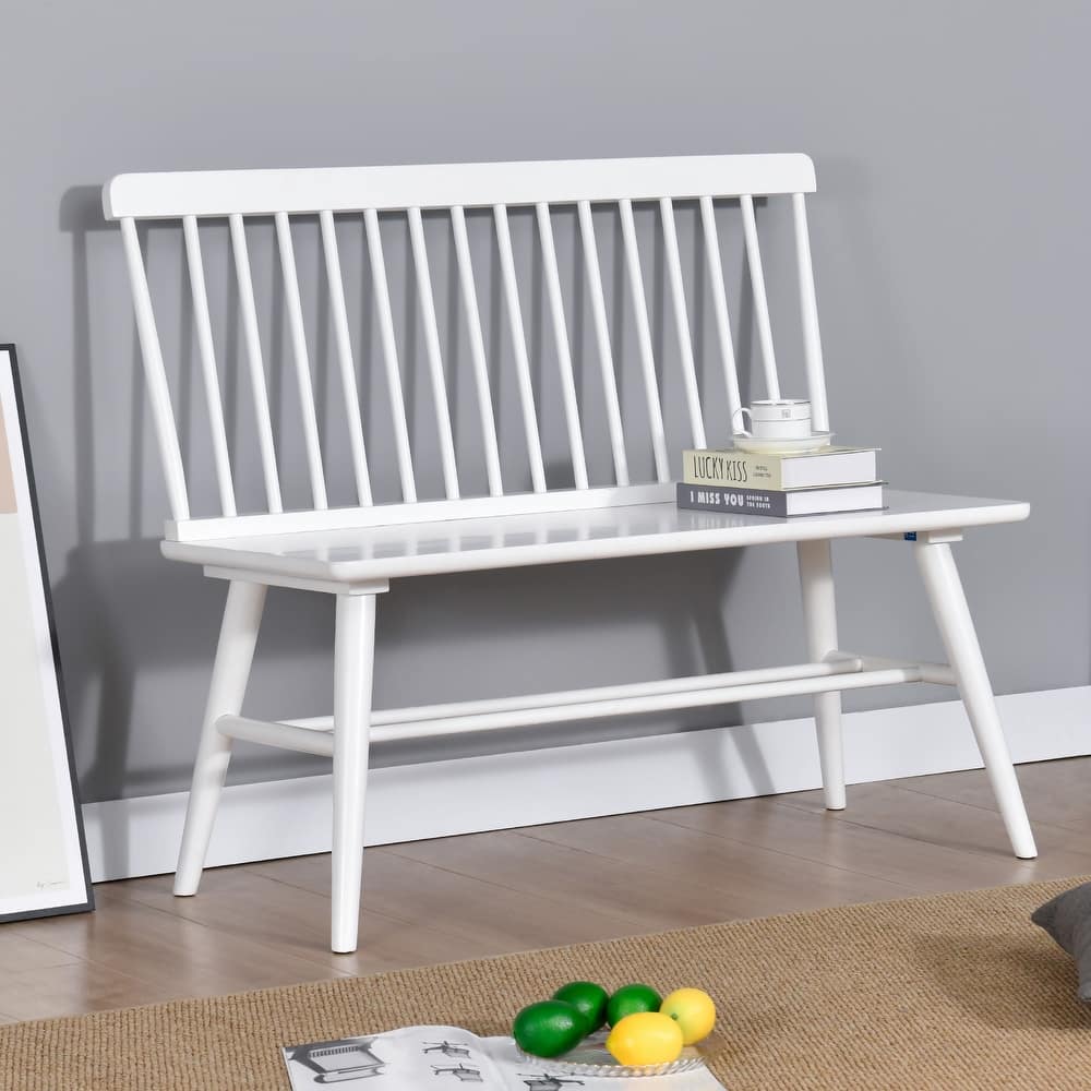 Entryway 40"L Solid Wood Dining Bench with Spindle Back