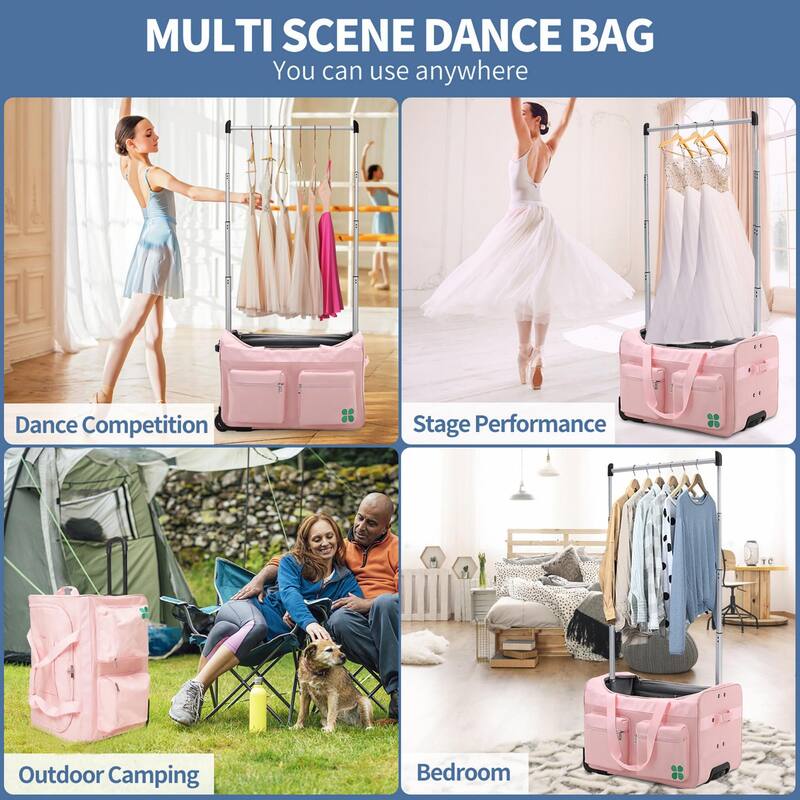 DoCred Suitcase Sets with Garment Rack and Wheel, Dance Bag
