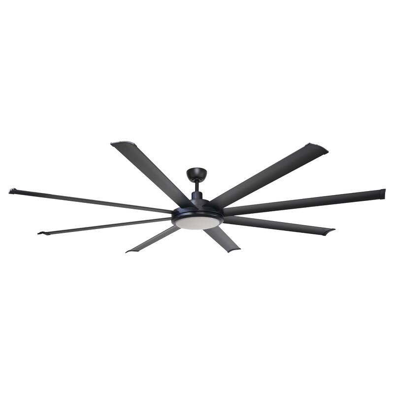 75-inch Black 8-Blade Aluminum Ceiling Fan with Remote and Light - 75 in