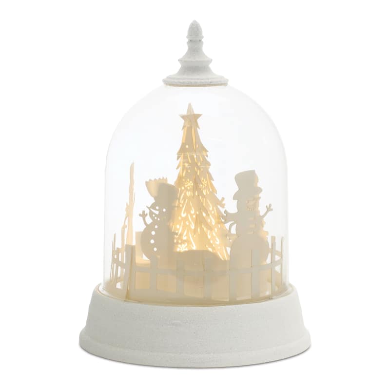 LED Snowman Rotating Christmas Globe with Timer and USB Option - 6.25” x 6.25” x 8.5" - White