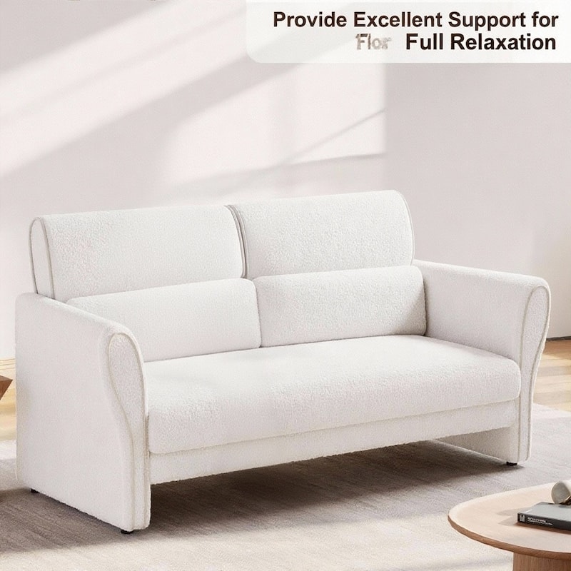 Modern Loveseat Sofa, with High Backrest and Removable Lumbar Pillows