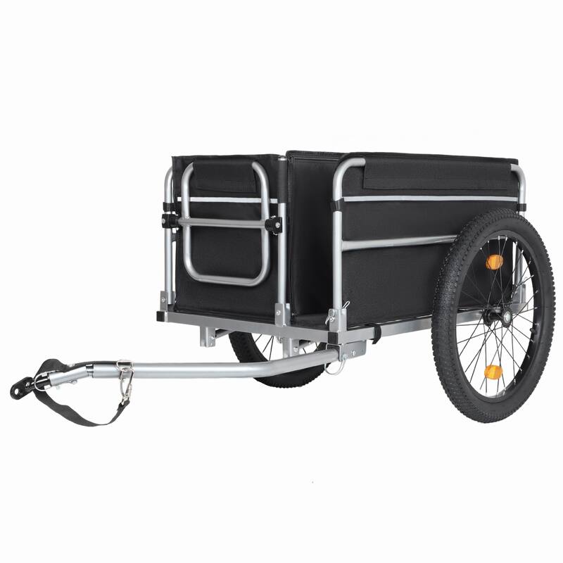 Bike Cargo Trailer, 110lbs Load Capacity, Heavy-Duty Bicycle Wagon Cart, Foldable Compact Storage, Featuring upgraded Fat tires