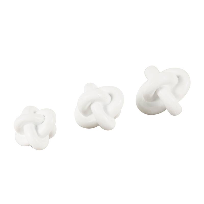 CosmoLiving by Cosmopolitan Black or White Resin Knot Inspired Geometric Sculpture (Set of 3)