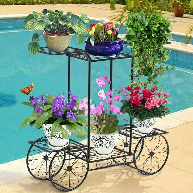 Garden Cart Stand Plant Metal Flower Holder 6 Tiers Parisian Style
