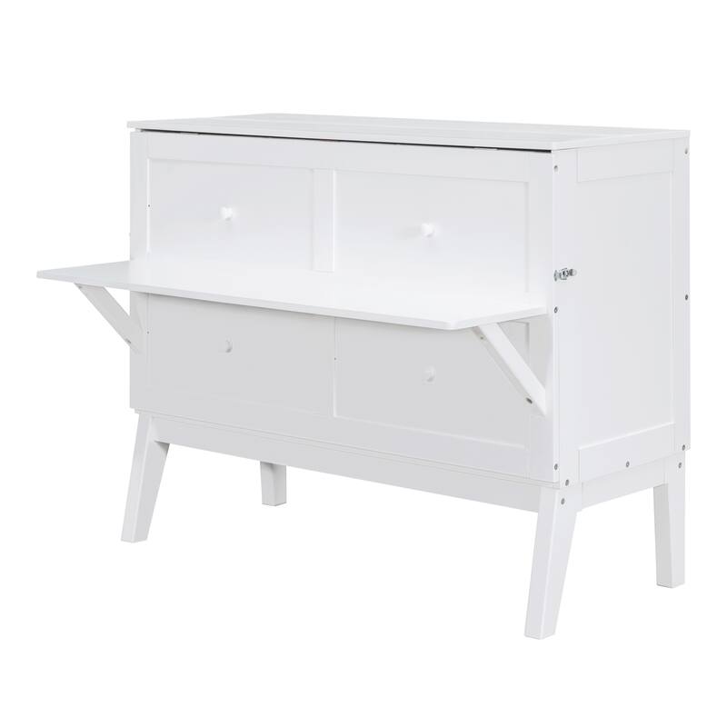 Murphy Bed Platform Bed with USB Port & Removable Shelves On Each Side