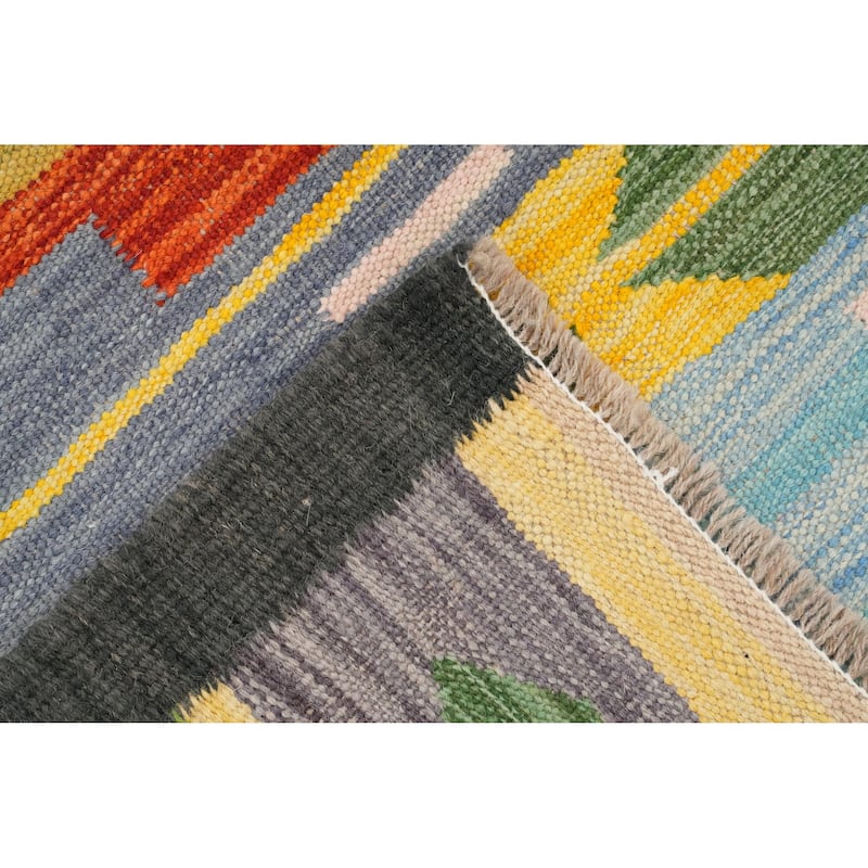 Hand Woven Oriental 100% Wool Carpet Southwestern Tribal Multi-Colored Kilim Area Rug - 6' 6'' X 5' 0''