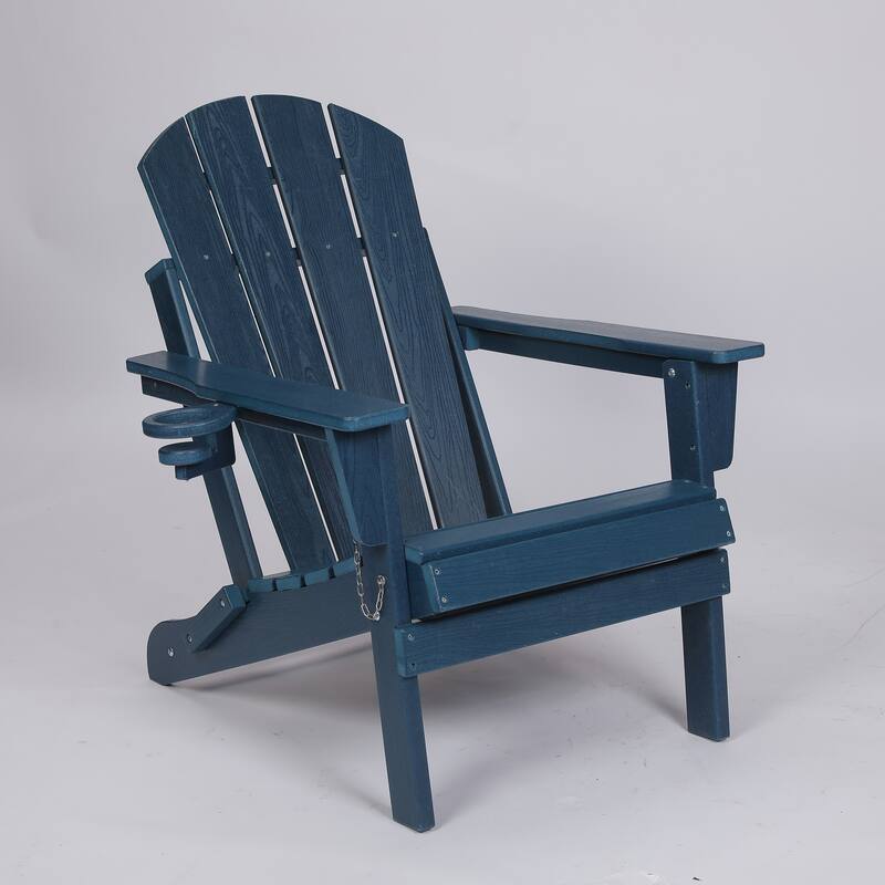 HDPE Folding Adirondack Chair with Dual Cup Holder - Composite Adirondack Chair with Wood Texture