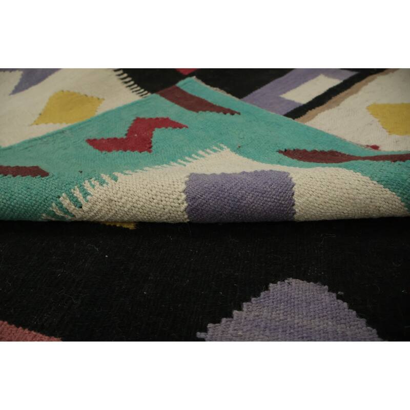 Hand Woven Oriental 100% Wool Carpet Southwestern Tribal Black Kilim Area Rug - 11' 10'' X 8' 11''