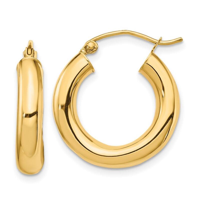 Curata 14k Yellow Gold Polished Tube Hoop Earrings - 21.38x19.82mm
