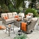 preview thumbnail 5 of 55, OVIOS 5-Piece Outdoor Wicker Swivel Chair Set With Solar-Powered Table Beige