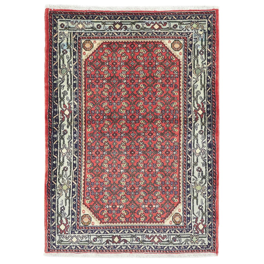 ECARPETGALLERY Hand-knotted Andelz Red Wool Rug - 3'5 x 4'11