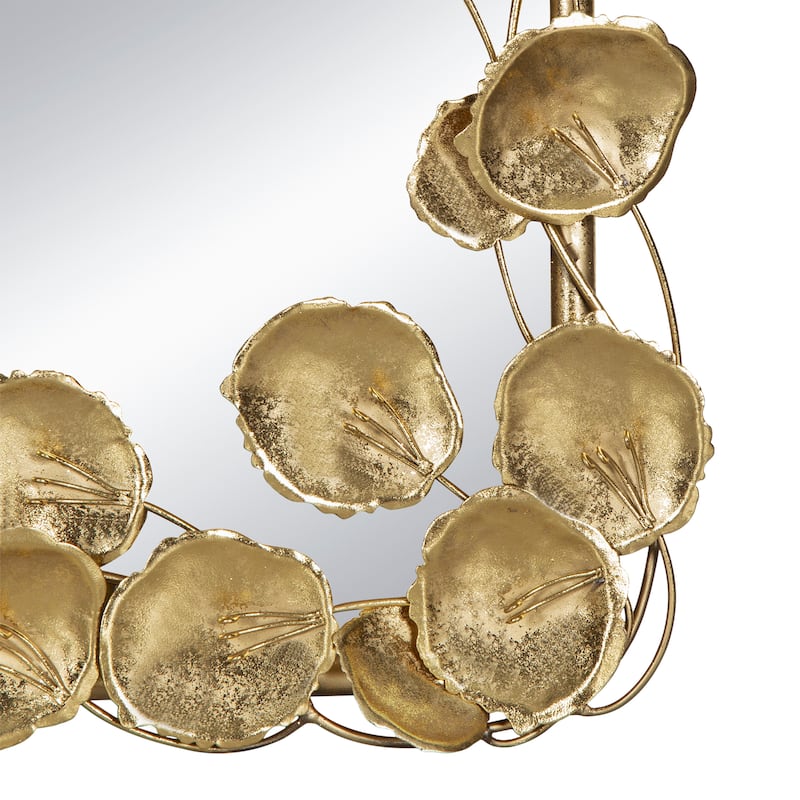Wall Mirror with Golden Leaf Accents,Designed by CUSchoice